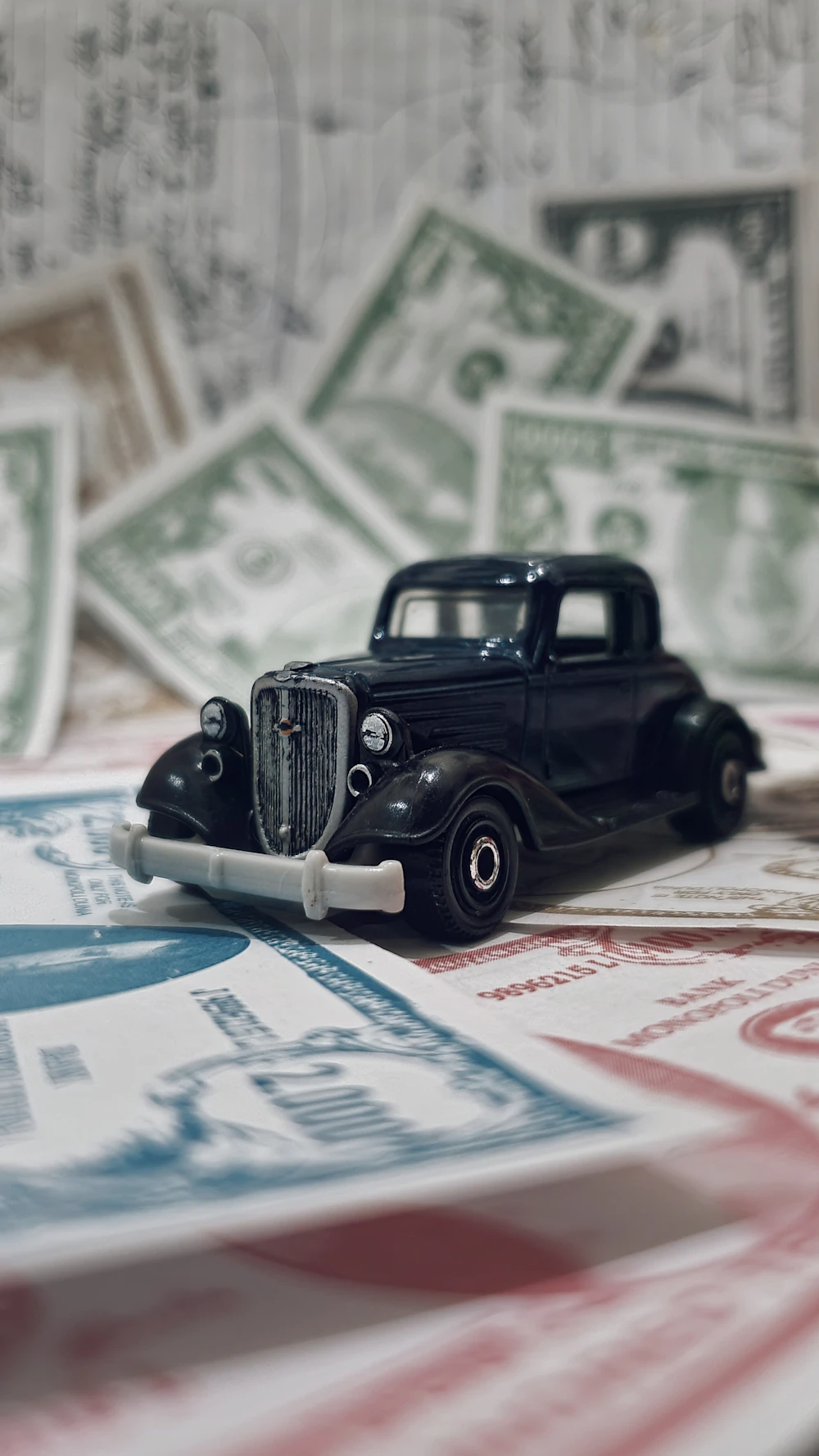 Money and car rental savings concept