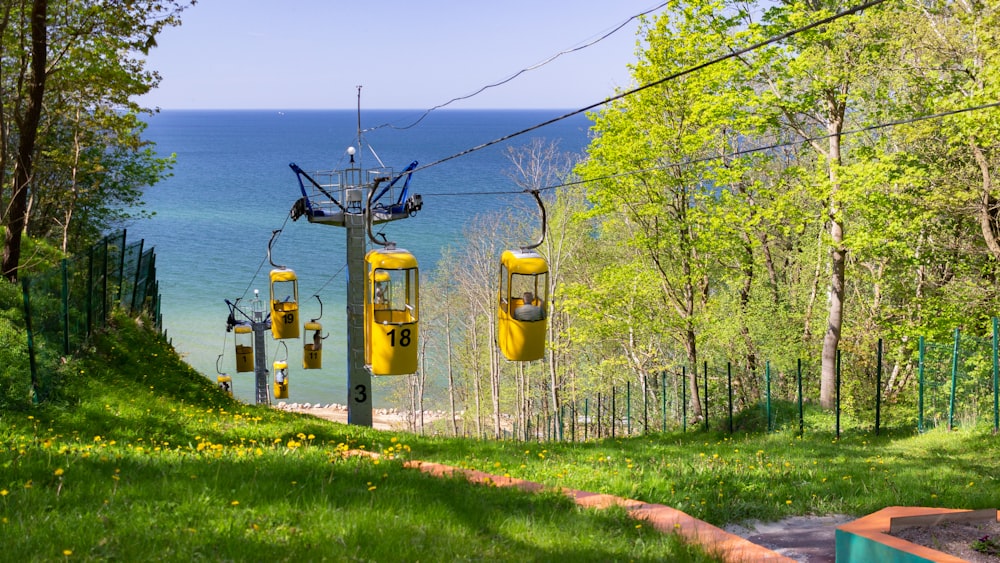 a scenic view of a body of water from a hill