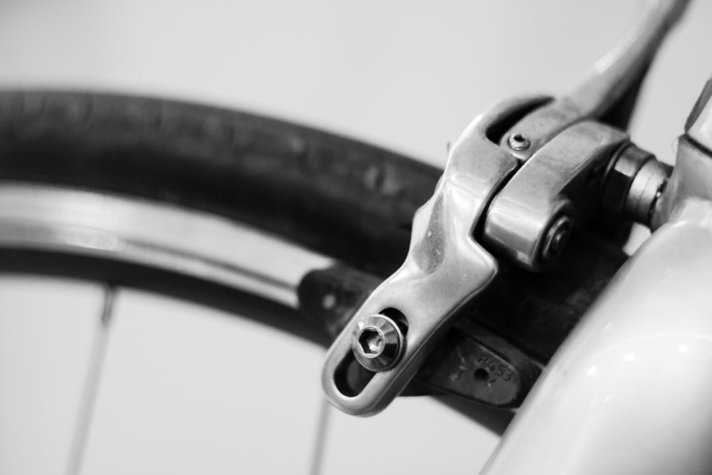 a close up view of a bike's brake