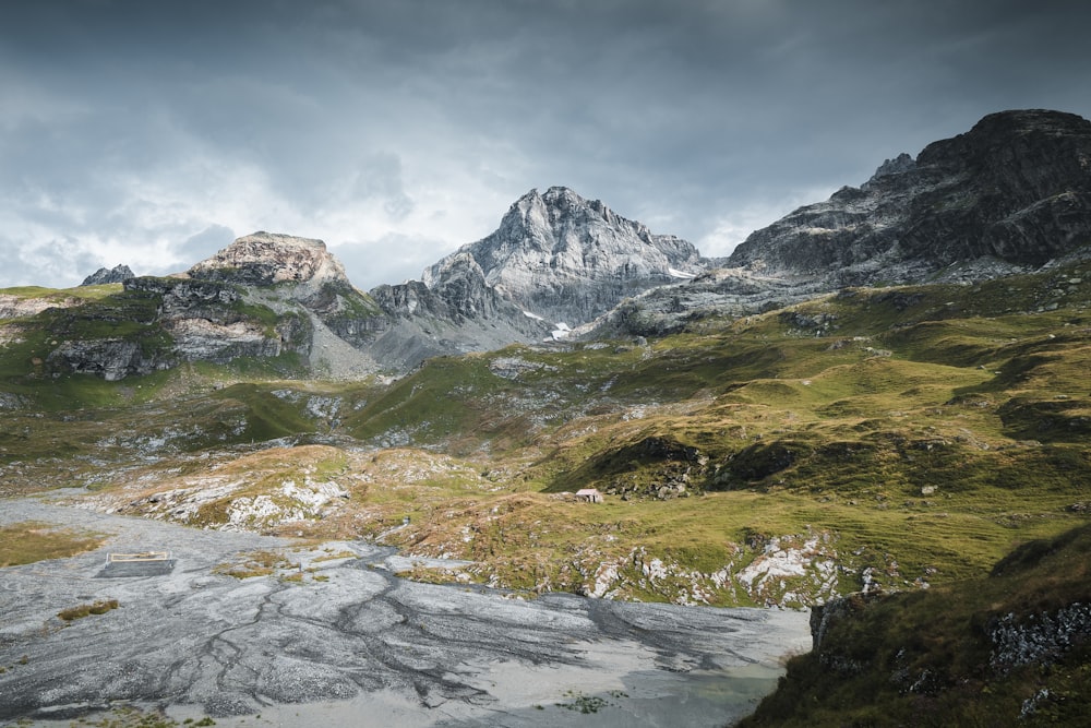 a mountain range with a river running through it