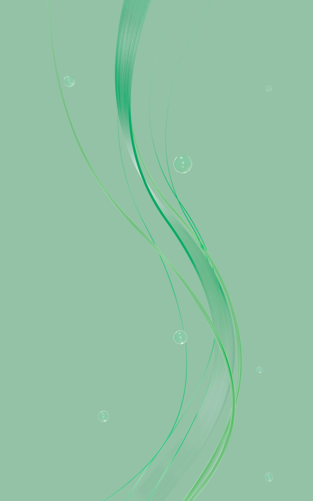 a green background with bubbles and waves