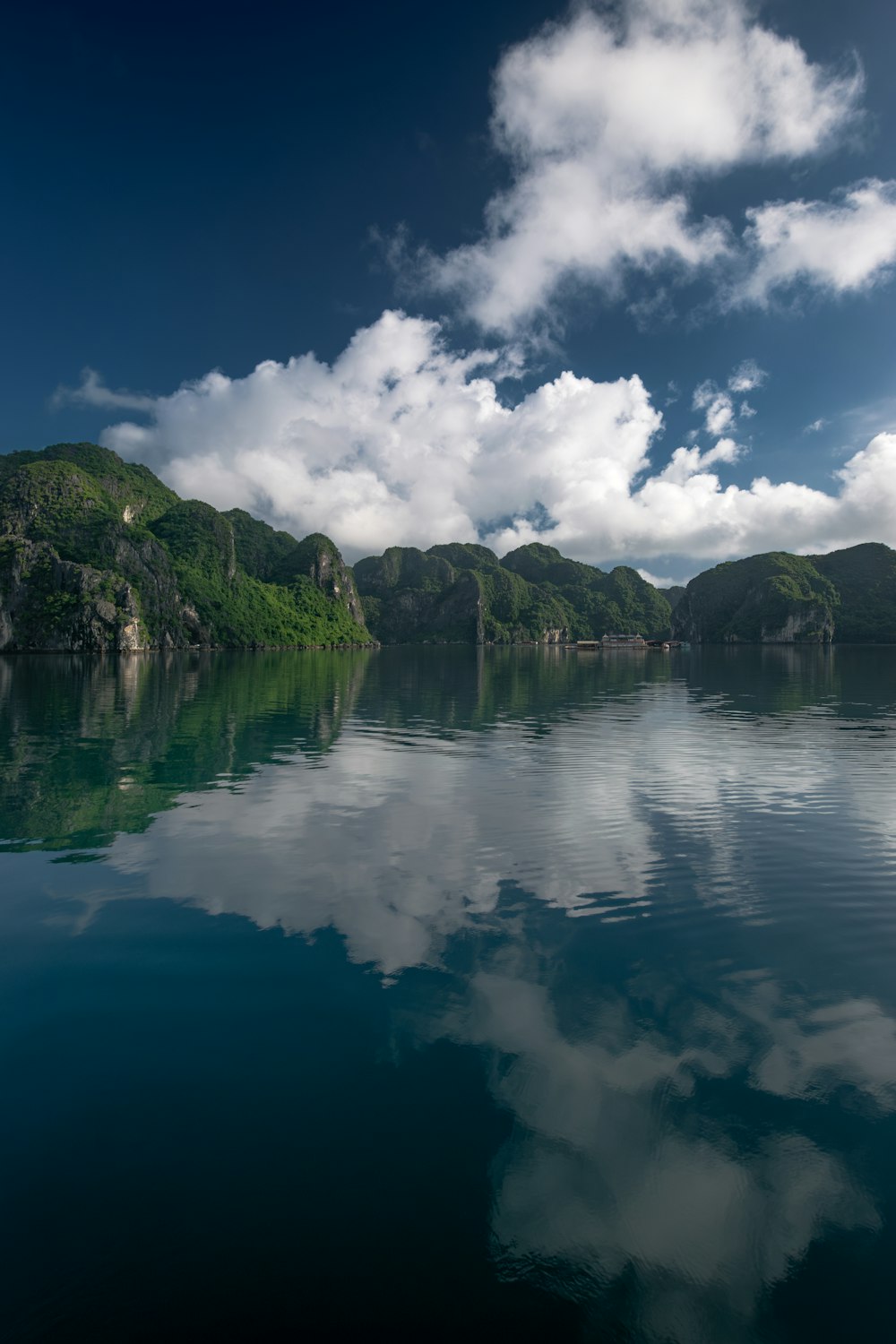 a large body of water surrounded by mountains