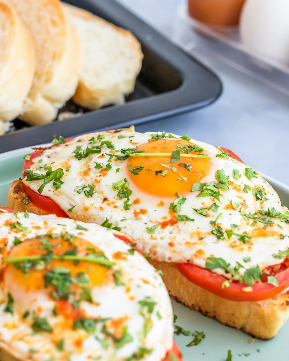 a close up of a plate of food with bread