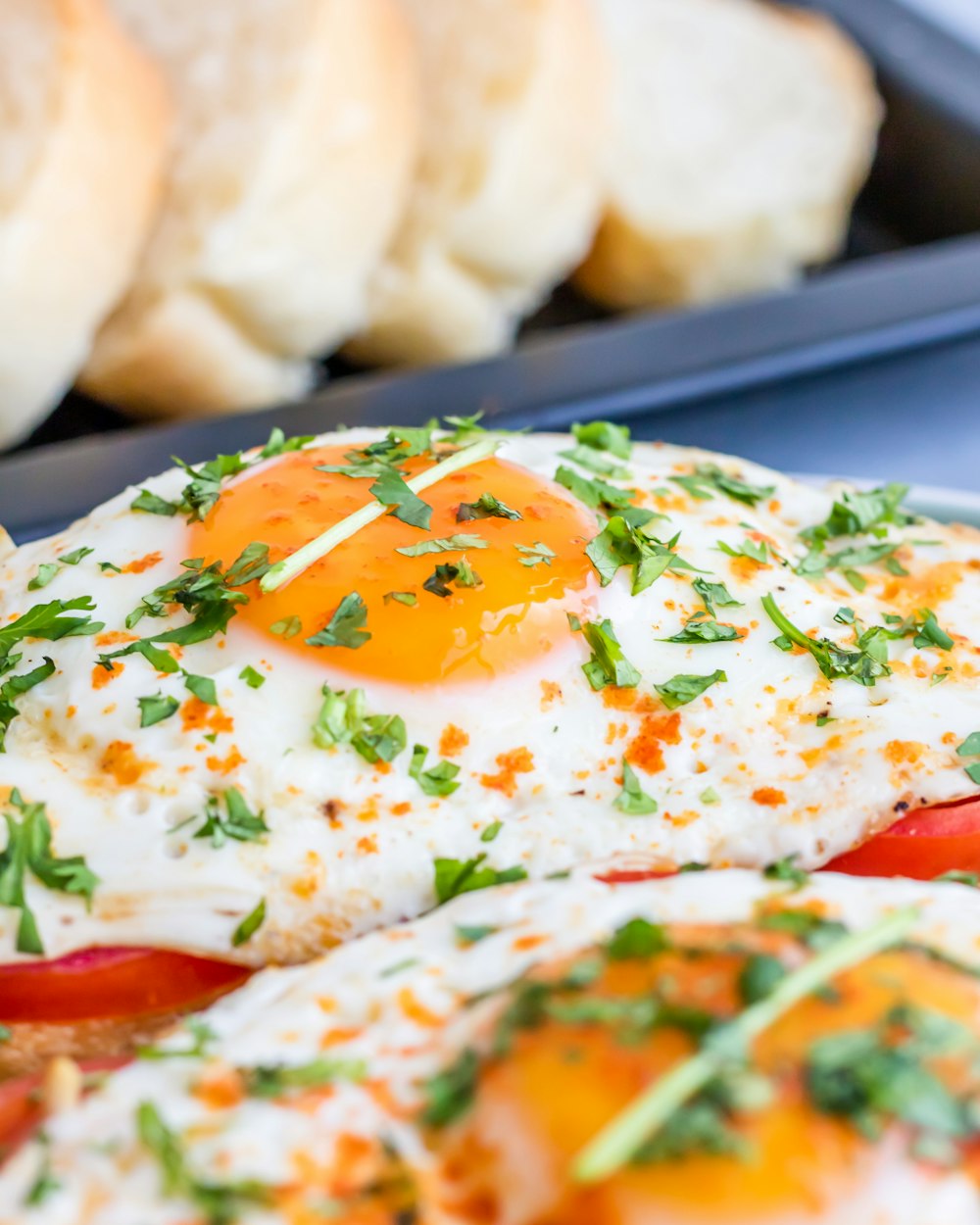 a close up of a plate of food with bread