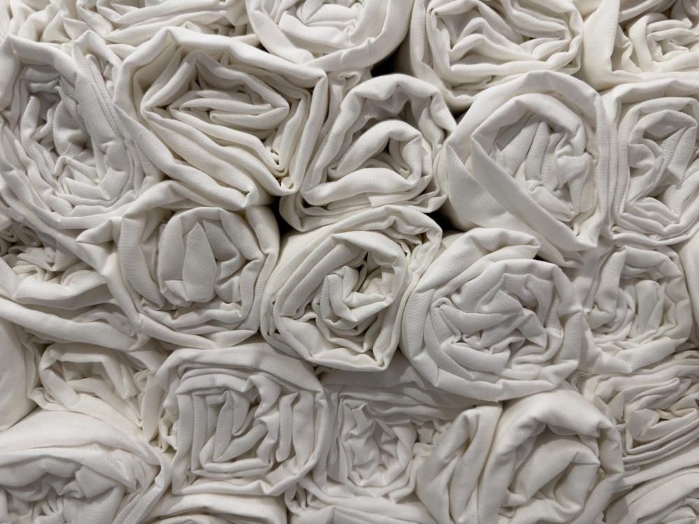 a close up of a bunch of white fabric