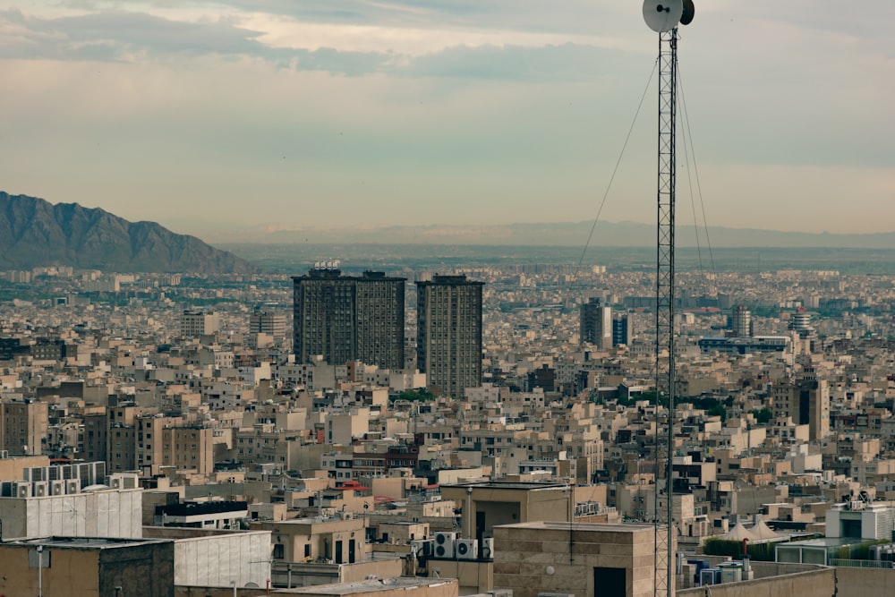 a view of a city from a tall building