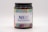 A brown jar with a black lid featuring a brightly colored label. The label displays the text 'NOBS' in large blue letters, along with the slogan 'Toothpaste without the BS.' The background of the label has a colorful, abstract pattern including shades of green, pink, and purple.