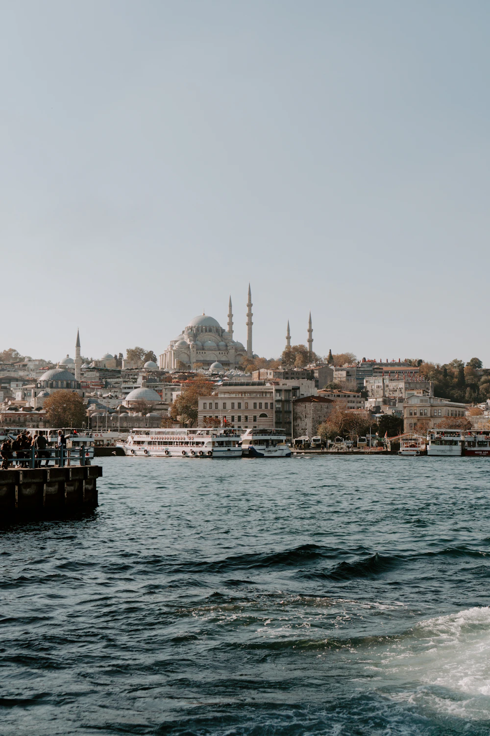 Boğaz'da vapur ve İstanbul silüeti