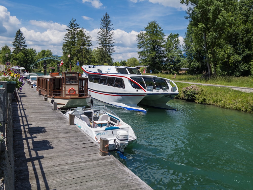 a couple of boats that are sitting in the water