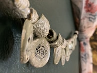 Close-up of textured materials used in handmade jewelry.