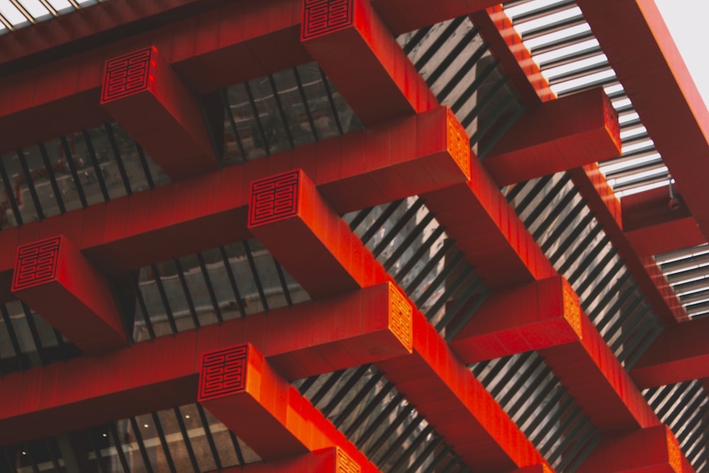 a large red building with lots of windows