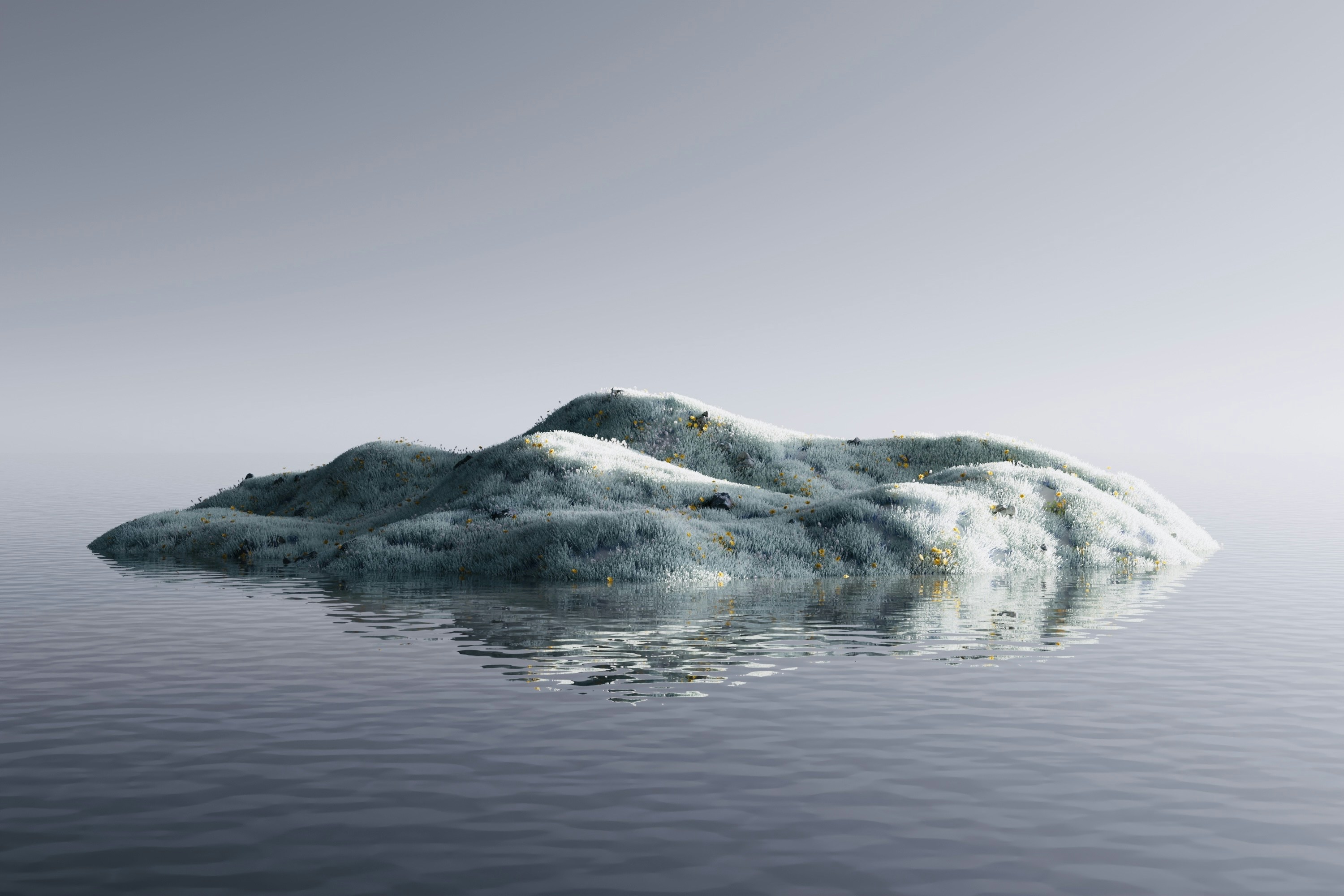 an iceberg floating in the middle of the ocean