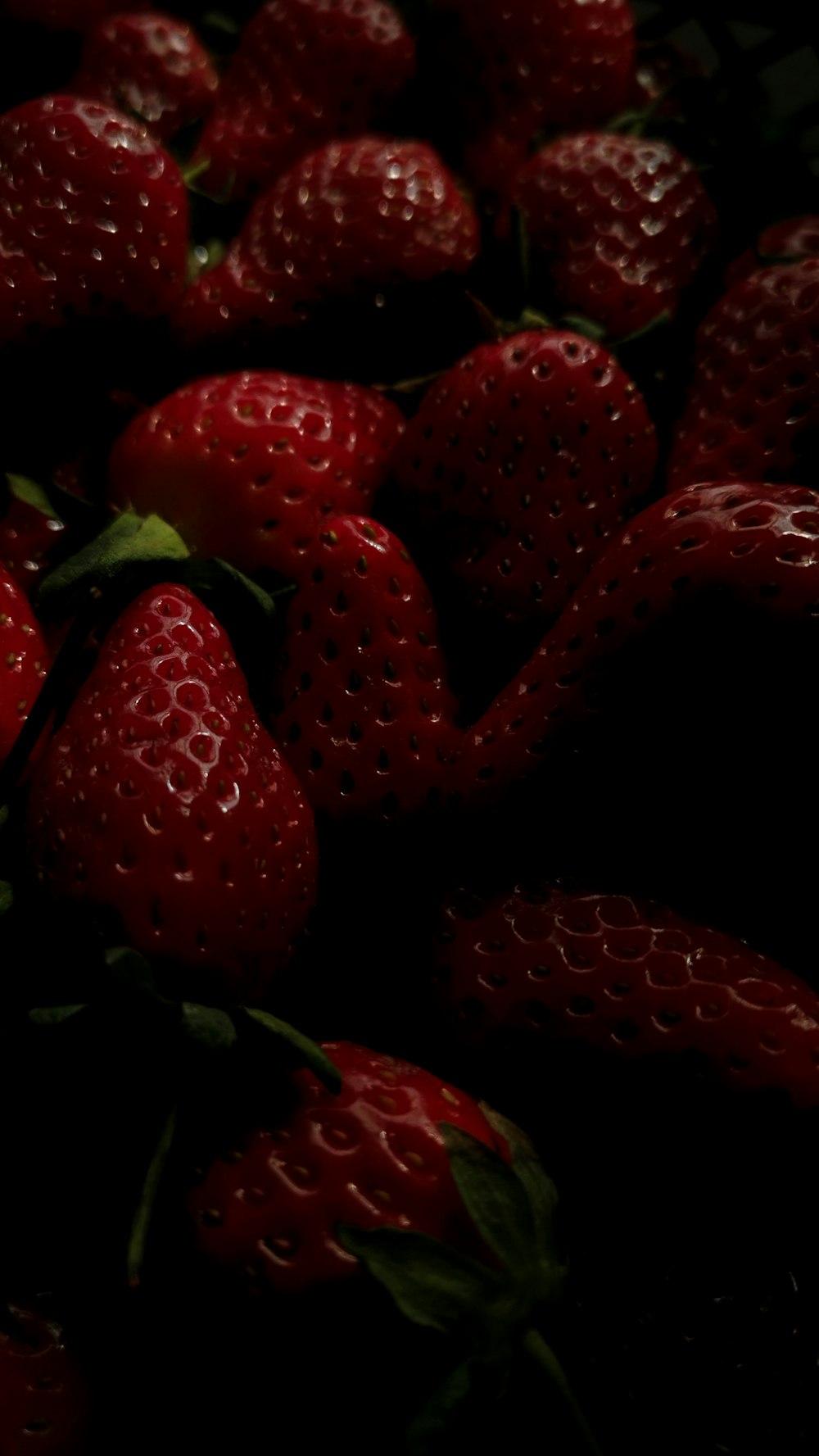 a close up of a bunch of strawberries