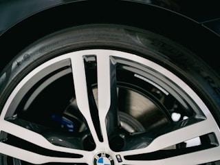 a close up of a tire on a car
