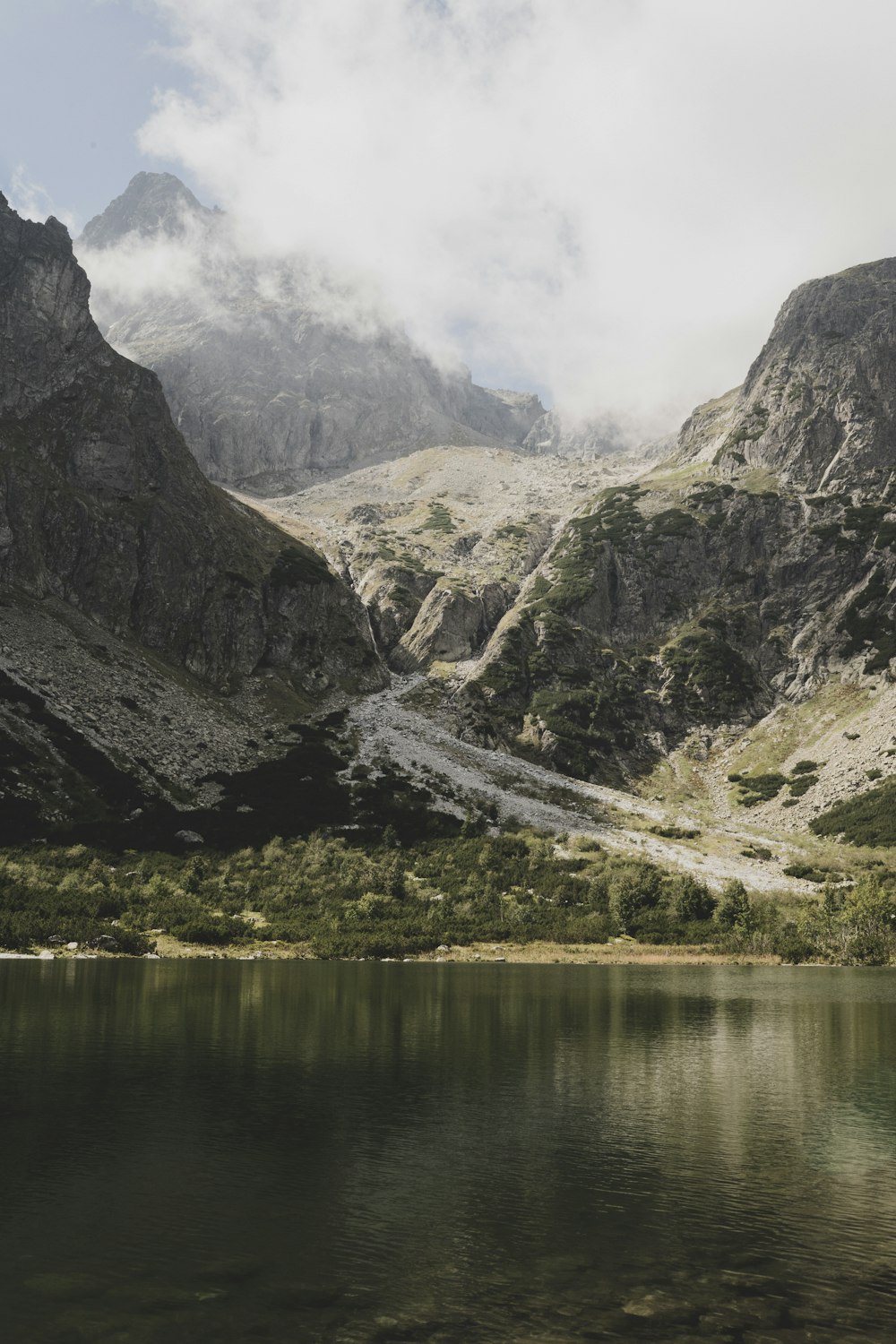 a large body of water surrounded by mountains