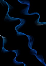 Smooth animated abstract data waves in blue and cyan flowing across a black background.