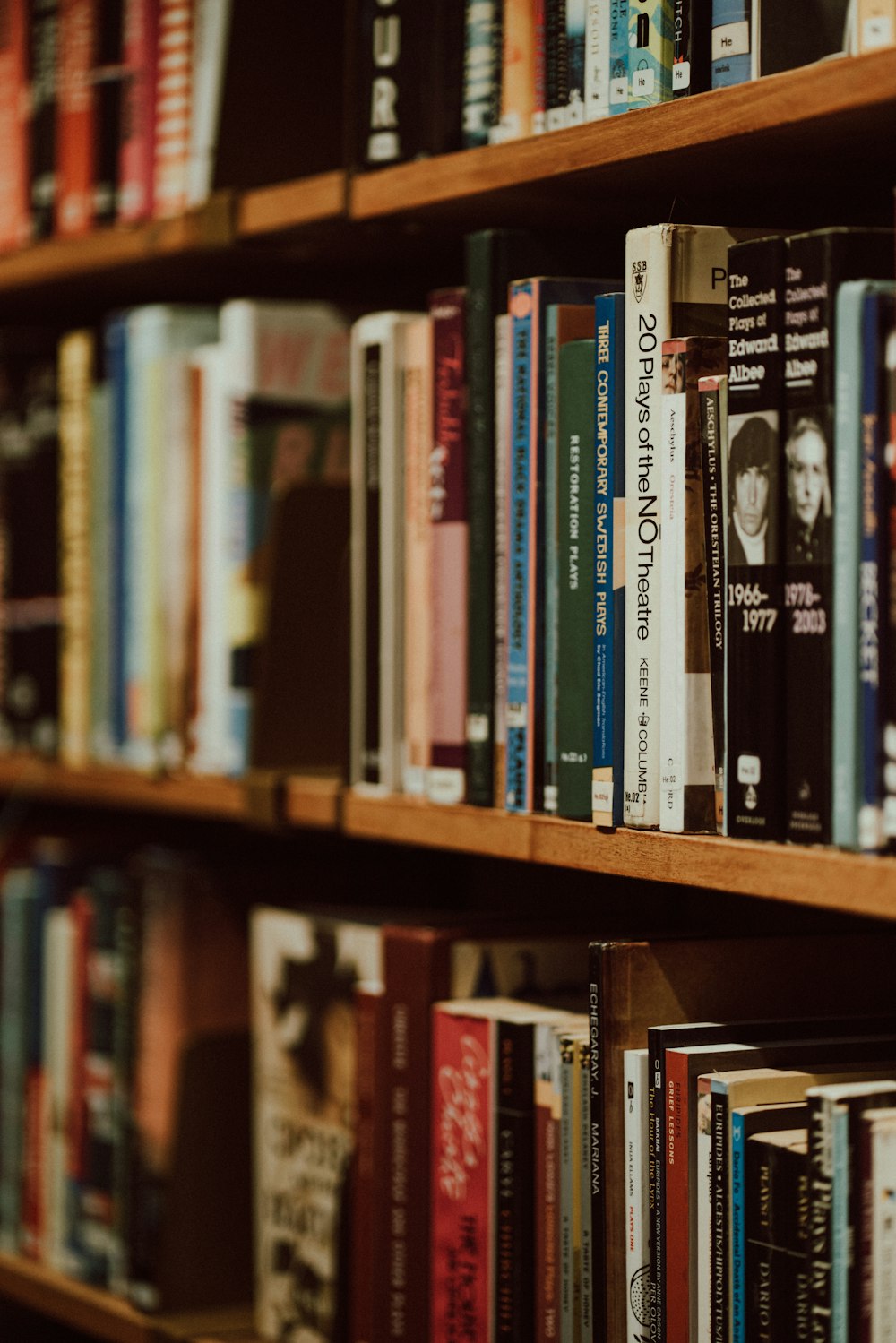 a book shelf filled with lots of books