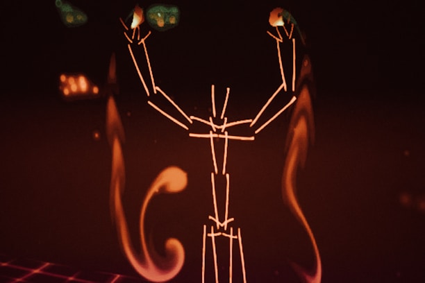 A digital illustration of a cyber viking wielding an axe against a futuristic landscape.