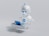 a white robot with blue eyes and a laptop