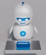 Petit robot avec une inscription IA qui représente l'intelligence artificielle