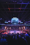 a crowd of people watching a basketball game