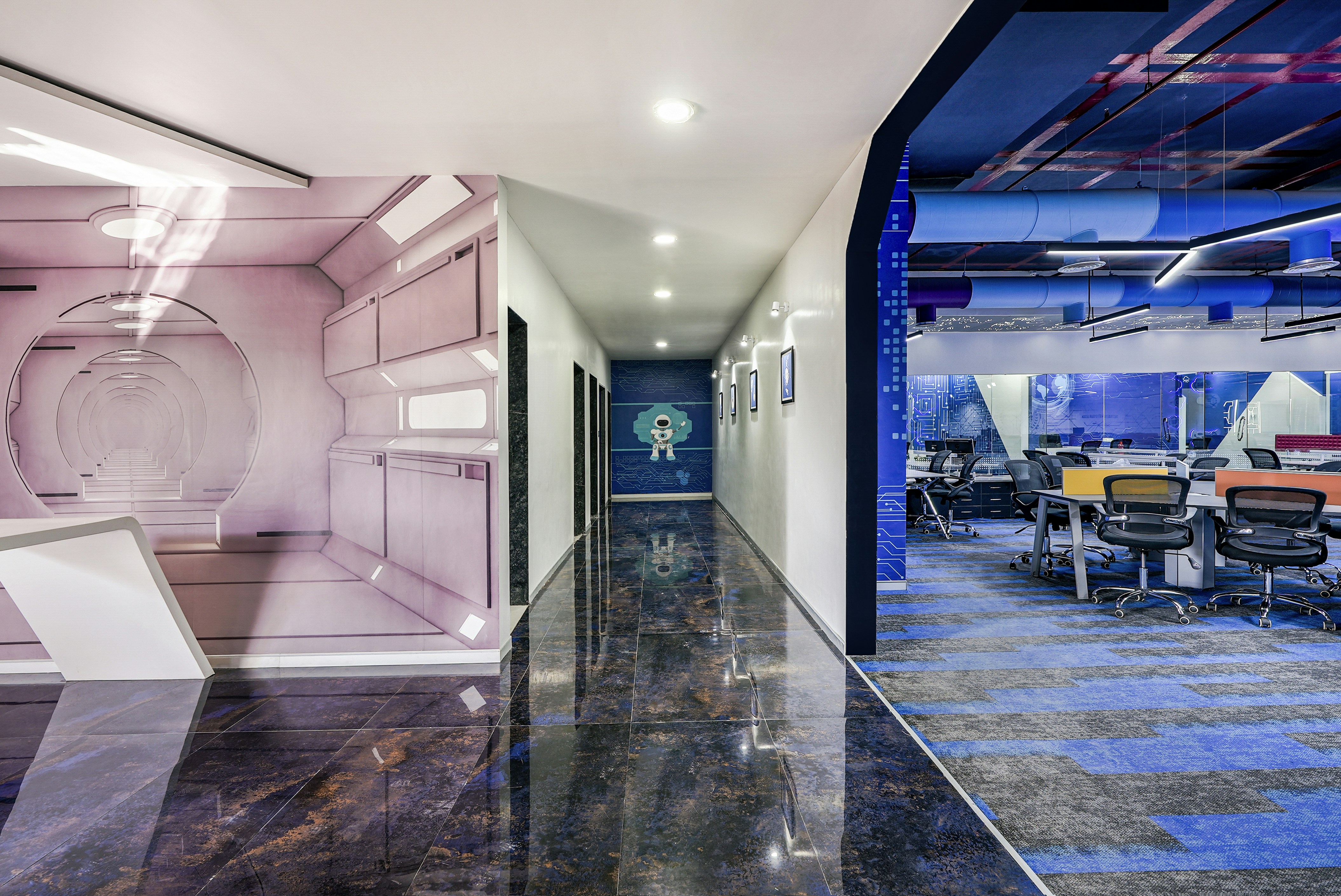 Split-screen comparison showing 3D VFX modeling workspace on left and modern UI/UX design interface on right, demonstrating skill intersection