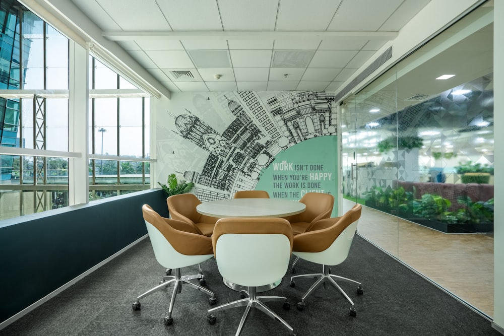 a conference room with chairs and a table