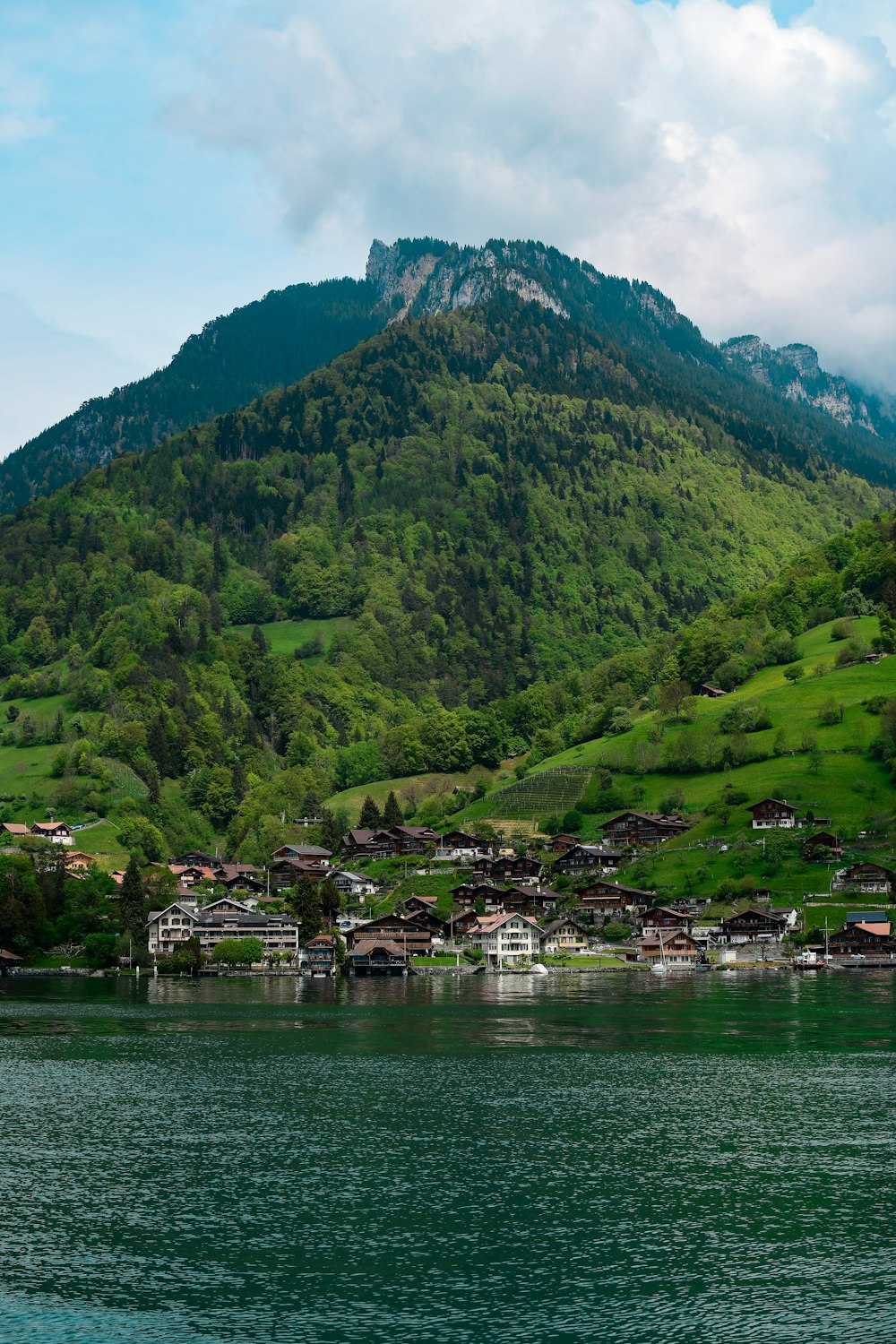 a mountain with a village on the top of it