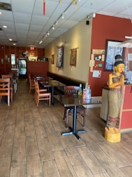 Pure vegetarian restaurant interior with traditional decor and warm ambiance.