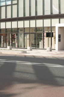 Spacious commercial property with glass storefront and minimalist design