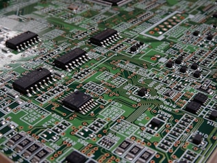 a close up of a printed circuit board