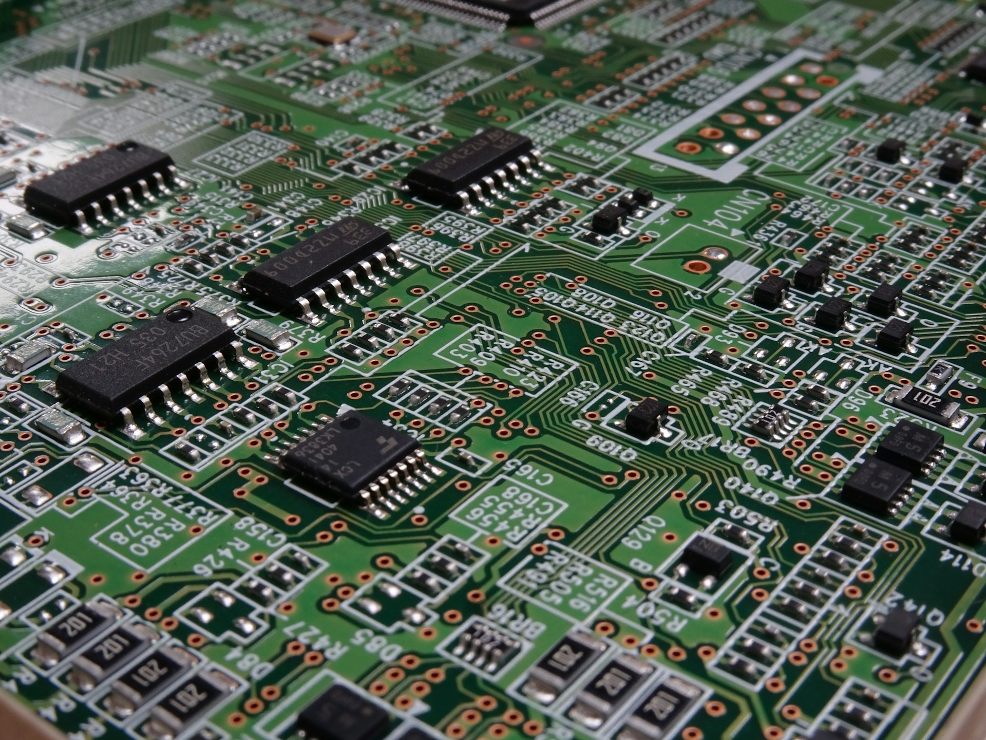 a close up of a printed circuit board