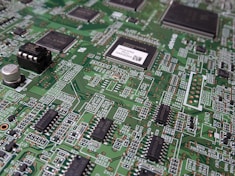 a close up of a printed circuit board