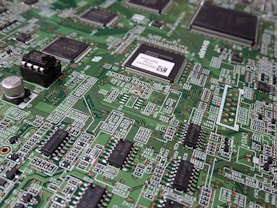 a close up of a printed circuit board