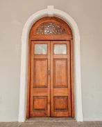 Classic white interior door with detailed molding.