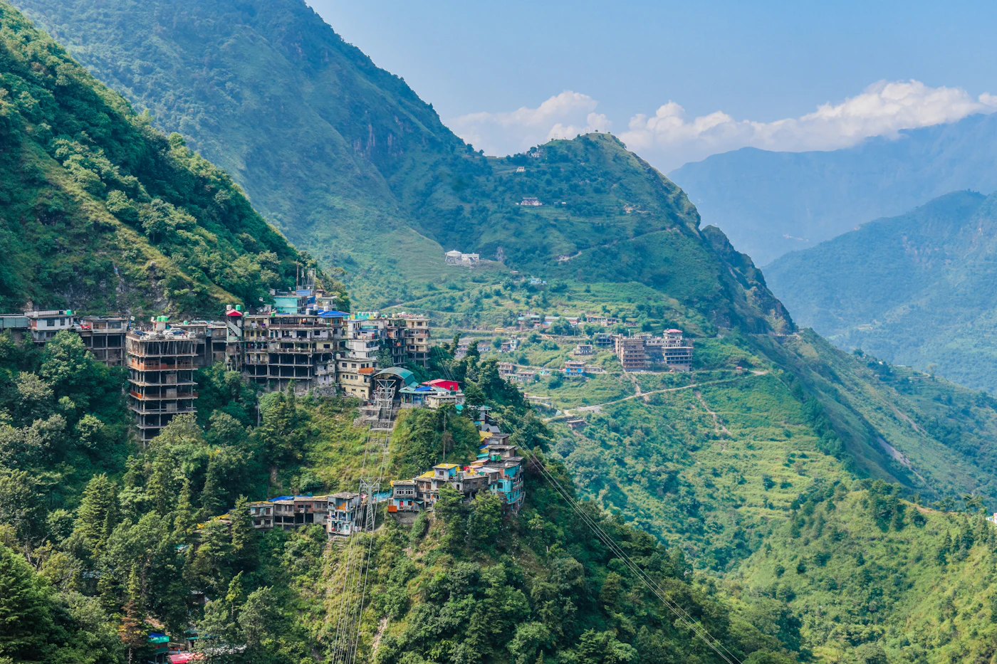 Hillside homes typical of the Doon Valley region, Uttarakhand