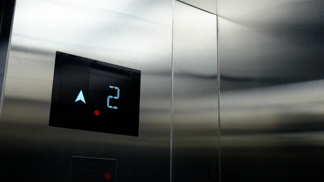 Close-up of elevator control system with automation features.