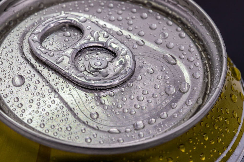 a close up of a can of soda