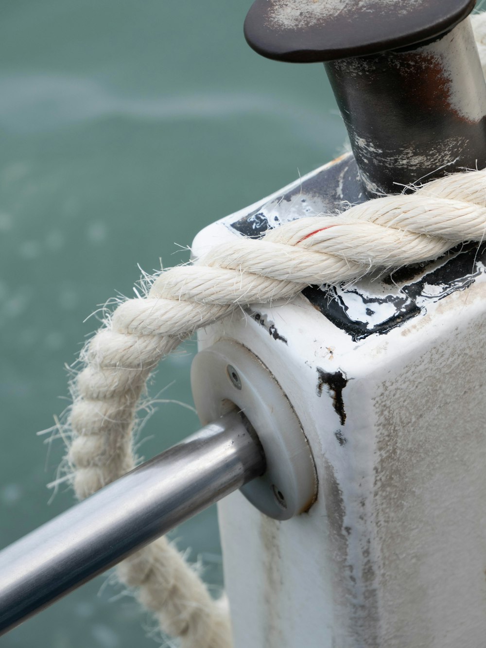 a close up of a rope on a boat