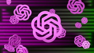 a purple and green background with intertwined circles