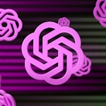 a purple and green background with intertwined circles