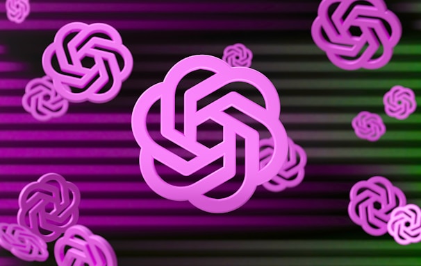 a purple and green background with intertwined circles