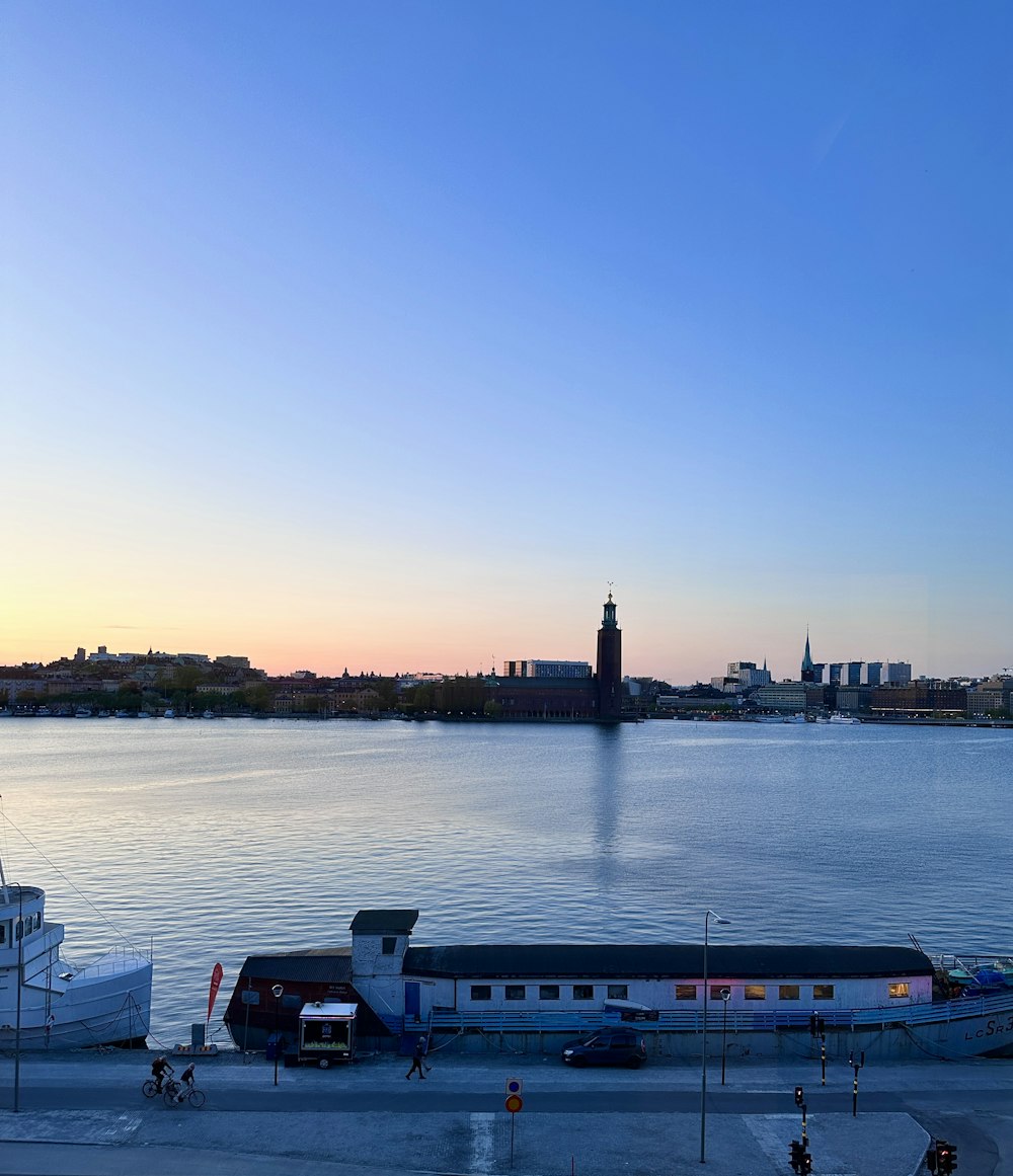 a large body of water with a boat in it