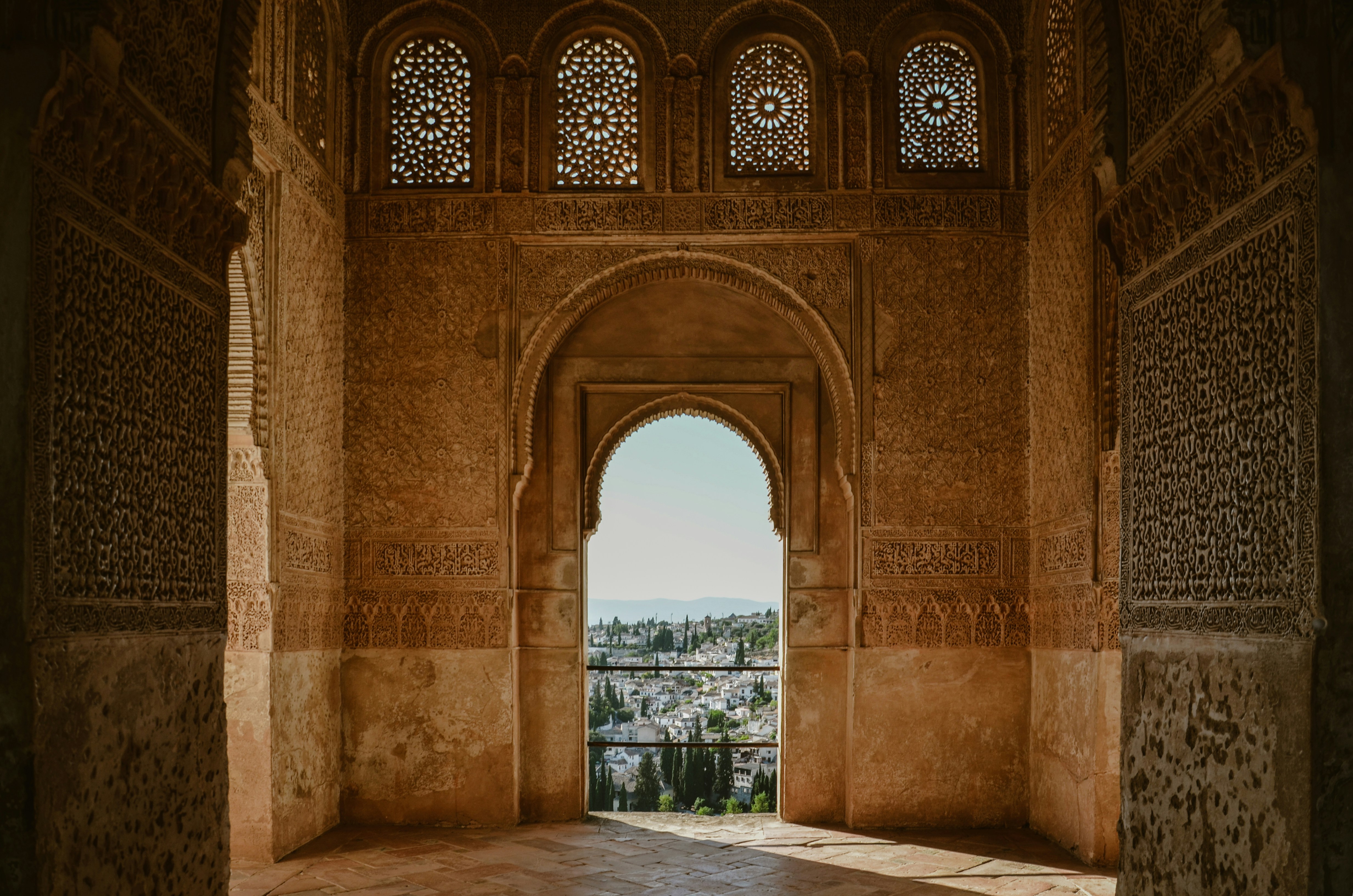 Moorish architecture with arches and tilework symbolizing the spiritual roots of Noble Drew Ali and the Moorish Science Temple.