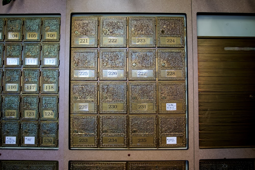 a number of different types of doors on a wall