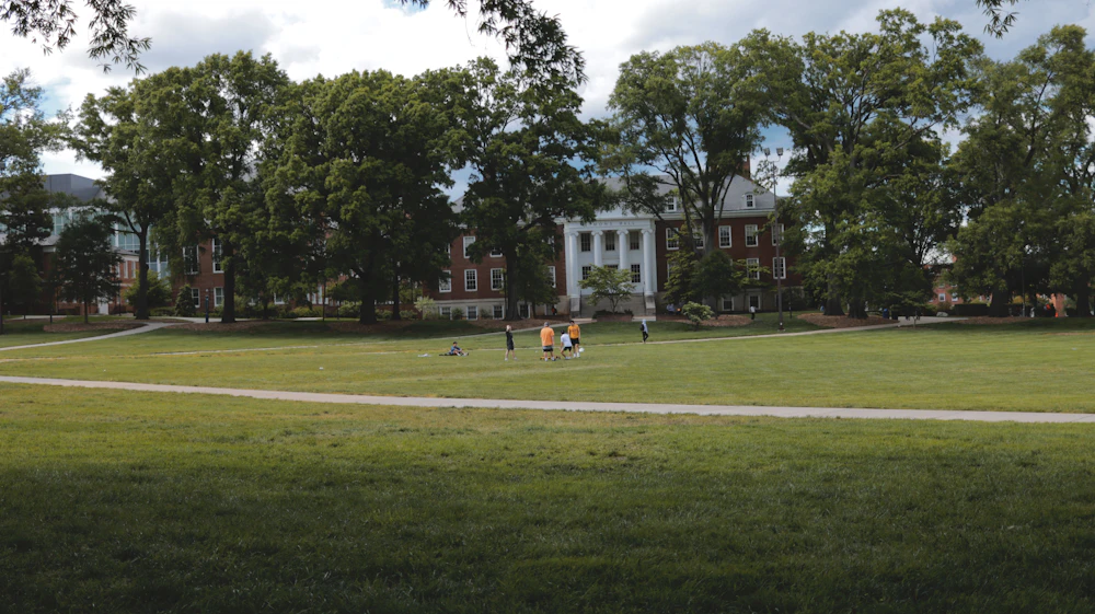 Students together on a university lawn