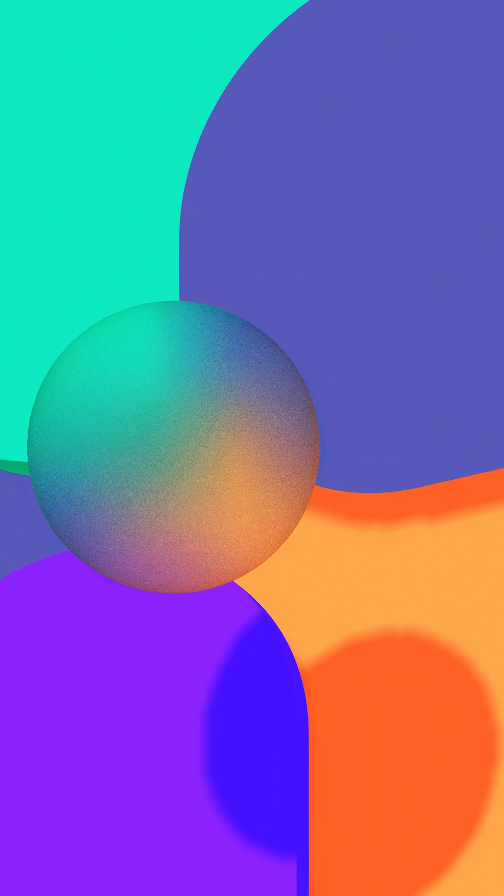 a multicolored background with a sphere in the middle