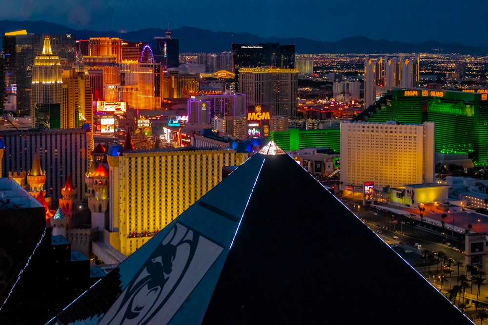 a view of the las vegas strip at night