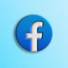 Classic Facebook icon displayed on a clean, blue-themed backdrop