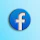 a blue and white facebook logo on a blue background